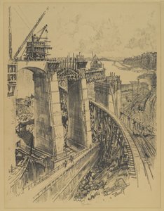 Approaches to Gatun Lock by Joseph Pennell