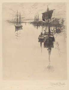 Below Chestnut St. Bridge, Philadelphia by Joseph Pennell