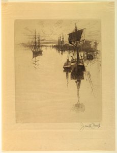 Below Chestnut Street Bridge by Joseph Pennell