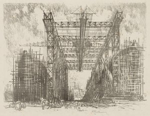English War Work: The Gantry (A Merchant Shipyard) by Joseph Pennell