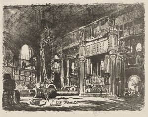 English War Work: The Gun Forge by Joseph Pennell