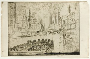 Lake Steamers, Chicago by Joseph Pennell
