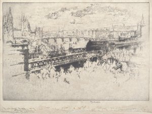London over Charing Cross Bridge by Joseph Pennell
