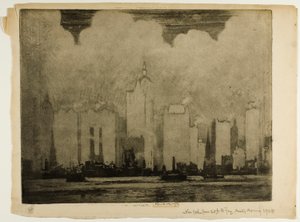 New York from 23rd St. Ferry—In the Mist of a Morning by Joseph Pennell