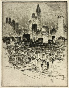 New York, from Brooklyn Bridge by Joseph Pennell