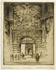 Porch of San Maclou, Rouen by Joseph Pennell