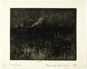 Rainy Night, Charing Cross Station by Joseph Pennell