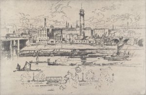 Shot Tower Between the Bridges, 1910 by Joseph Pennell