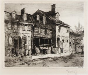Street Sweepers, Old Houses by Joseph Pennell
