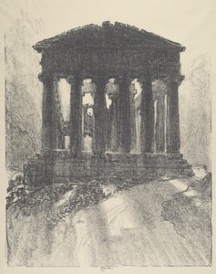 Sunrise Behind Temple of Concord, Girgenti by Joseph Pennell