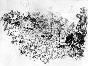 The American Village, plate X from The Panama Canal by Joseph Pennell