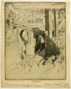 The Bridge of Alcantara, Toledo by Joseph Pennell
