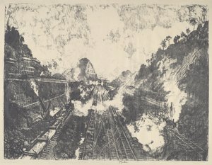 The Cut, Looking toward Ancon Hill by Joseph Pennell