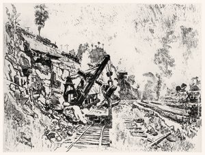 The Cut at Bas Obispo, plate XI from The Panama Canal by Joseph Pennell by Joseph Pennell