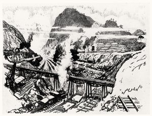 The Cut at Paraiso, plate XVI from The Panama Canal by Joseph Pennell by Joseph Pennell