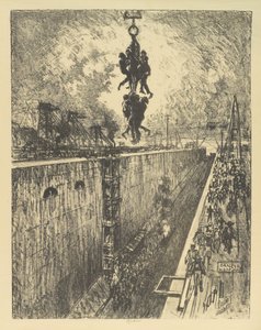 The End of the Day, Gatun Lock by Joseph Pennell