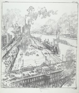 The Levee from Eads Bridge, St. Louis by Joseph Pennell