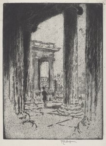 The Portico, British Museum by Joseph Pennell