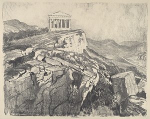 The Temple of Concord on the Wall, Girgenti by Joseph Pennell
