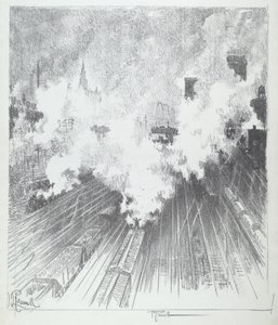 Train Yard, St. Louis by Joseph Pennell