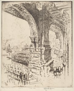Within the Ferry, Cortlandt Street, New York by Joseph Pennell
