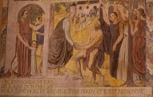 The Prodigal Son. Fresco in the Cathedral of Nanterre by Joseph Radan