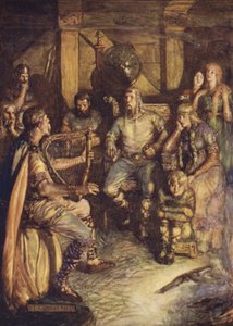 The gleeman sings the deeds of Beowulf by Joseph Ratcliffe (after) Skelton