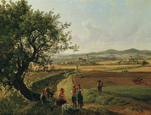 View of the Emmersdorf Estate and Rothenhof Castle with Melk Abbey in the Background by Joseph Rebell