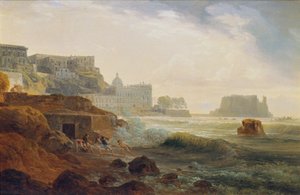 Coast Near Naples with Castle and Fishermen Drawing Nets