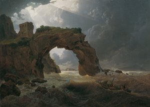 Sea Storm at the Arco di Miseno near Miliscola with a View towards Nisida