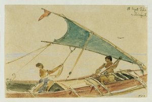 Boat before the Island of Puinipet (Ponape), Caroline Islands