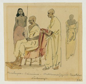 Buddhist High Priest with Assistants in Ceylon