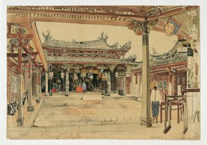 Courtyard of a Chinese Temple in Singapore