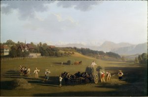 Hay Harvest near Bern by Joseph Simon Volmar