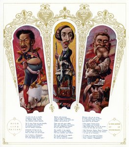 Caricatures: Meiji Emperor of Japan; Maurice Barres, French Writer and Nationalist Politician; Jean Jaures, French Politician