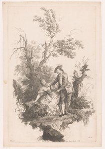 Man and Woman with a Basket of Poultry (series title: Four Seasons) by Joseph Wagner (possibly)