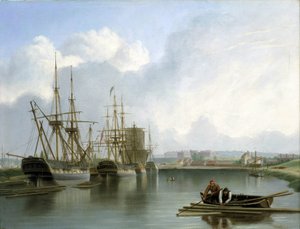 Description of the Docks in Bristol with Indiaman Ships Trading and Transporting American Lumber