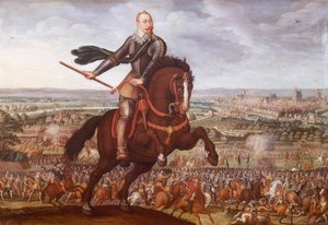Gustav II Adolf of Sweden at the Battle of Breitenfeld in 1631, painting by Jean Jacques Walter