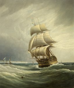 Three-Masted Ship before the Wind by Joseph Walter