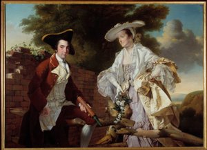 Portrait of the cartographer Peter Perez Burdett (1735-1793) and his wife Hannah by Joseph Wright Of Derby (1765) by Joseph Wright of Derby