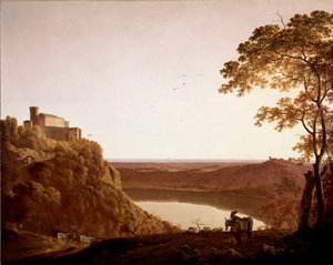 View of Lake Nemi at dusk