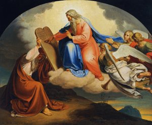 God Writing the Ten Commandments on Two Stone Tablets for Moses on Mount Sinai by Joseph von Fuhrich
