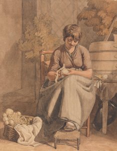 A Girl Peeling Vegetables by Joshua Cristall