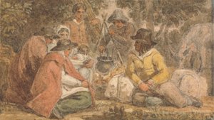 Country Folk Gathered Around a Cooking Pot