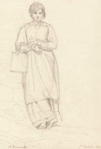 Young Girl Holding a Milk Can by Joshua Cristall