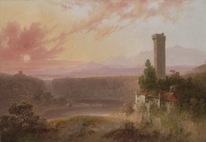 View of Lake Nemi at Sunset
