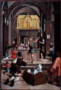 Life of St Sebastian: Pilgrims on the Tomb of St Sebastian by Josse (fl.1493 1508) Lieferinxe