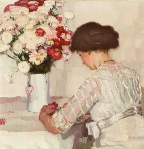 J. Goossens, In Thought (Lady in White with Flowers)