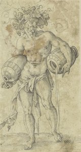 Naked Man with a Hat Wreathed in Vine Leaves