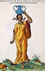 Ethiopian woman, engraving from Habitus praecipuorum populorum tam virorum quam foeminarum singulari arte depicti, Nuremberg by Jost Amman